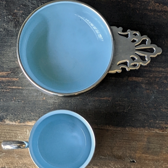 Reed and barton Enamel Bowl and Cup. Blue name engraved "David". EUC - Picture 2 of 9